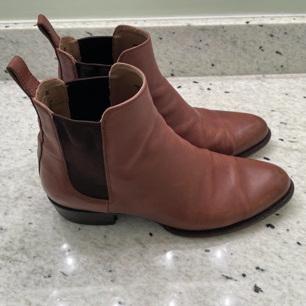 TECOVAS  The Chance, Men's Brown Leather Pull Up Ankle Biker Boots Size 10.5D